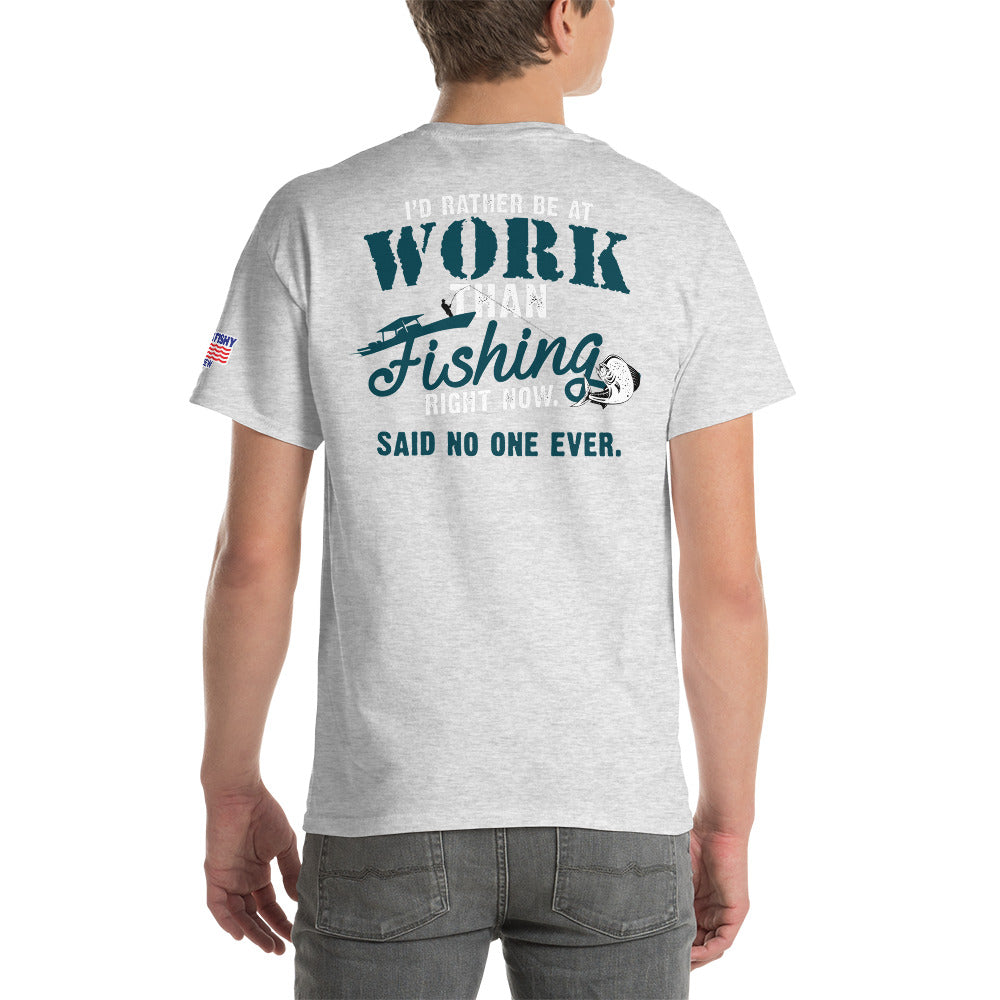 "Fishing over work" by Something's Fishy Short Sleeve T-Shirt