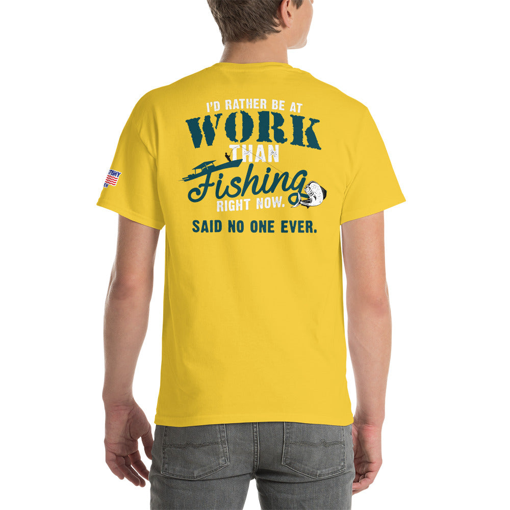 "Fishing over work" by Something's Fishy Short Sleeve T-Shirt