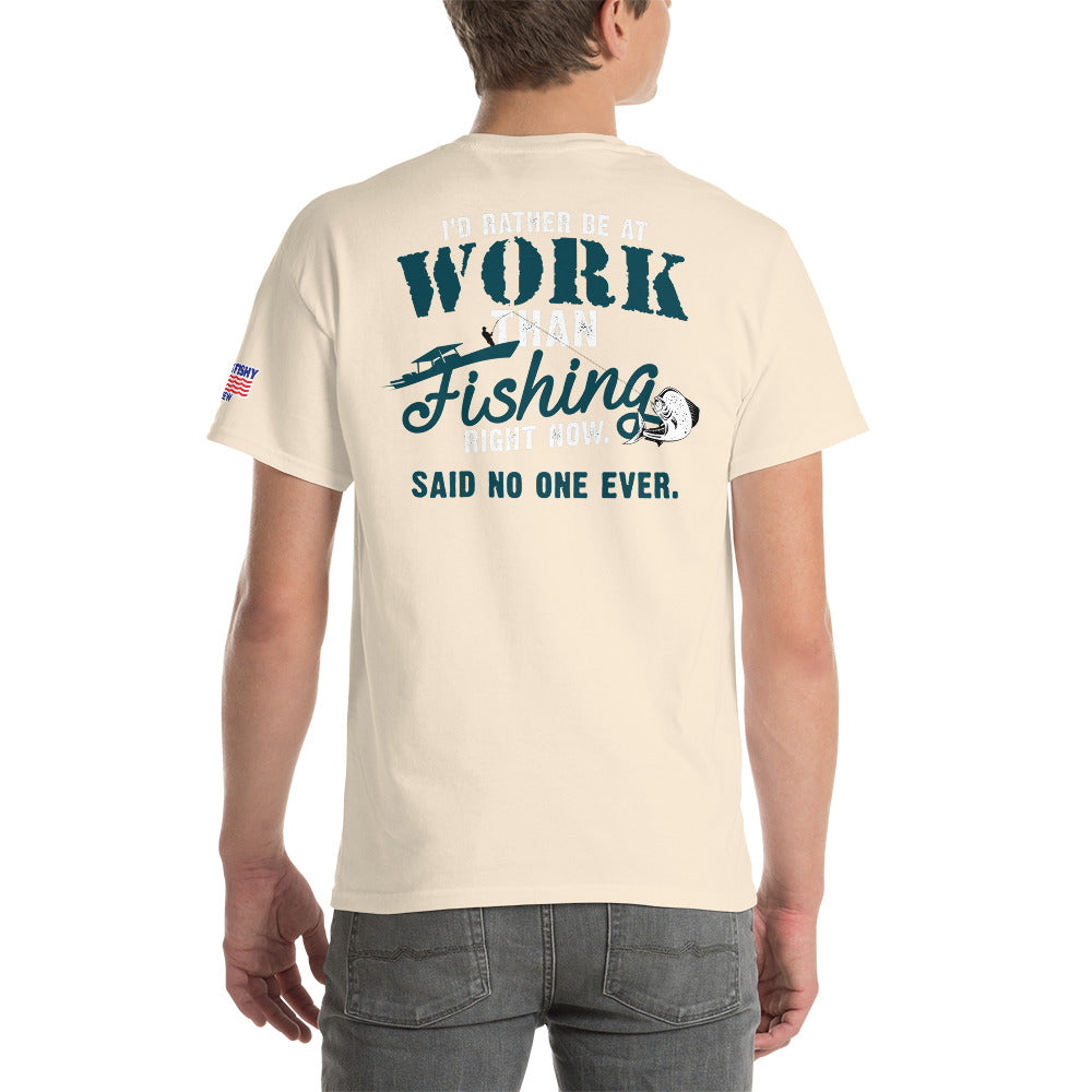 "Fishing over work" by Something's Fishy Short Sleeve T-Shirt