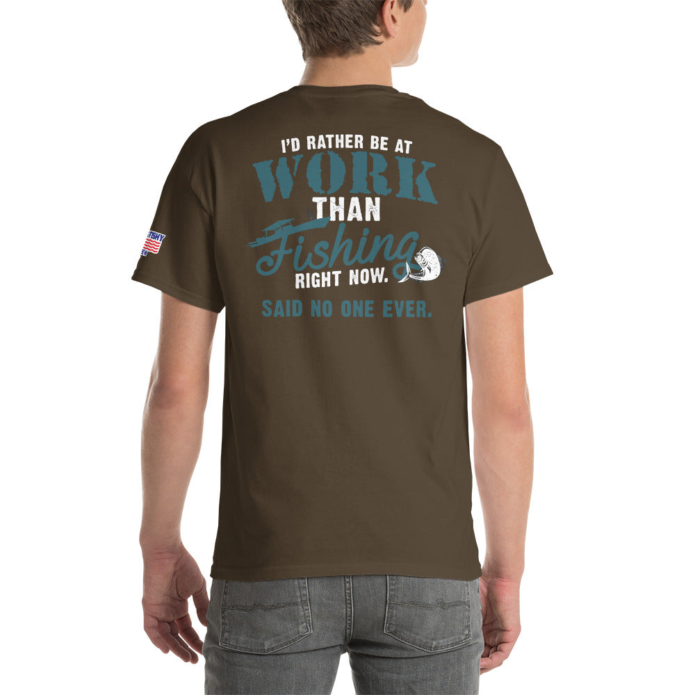 "Fishing over work" by Something's Fishy Short Sleeve T-Shirt