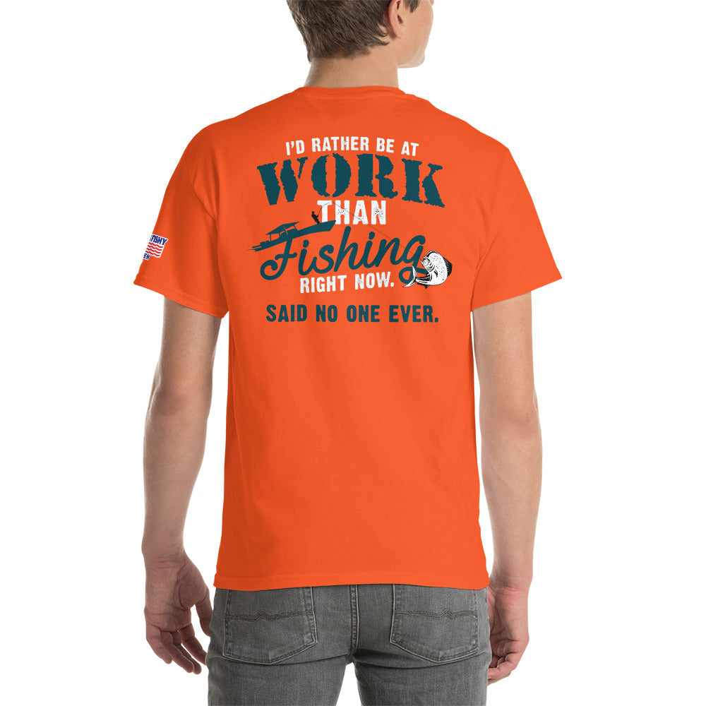 "Fishing over work" by Something's Fishy Short Sleeve T-Shirt