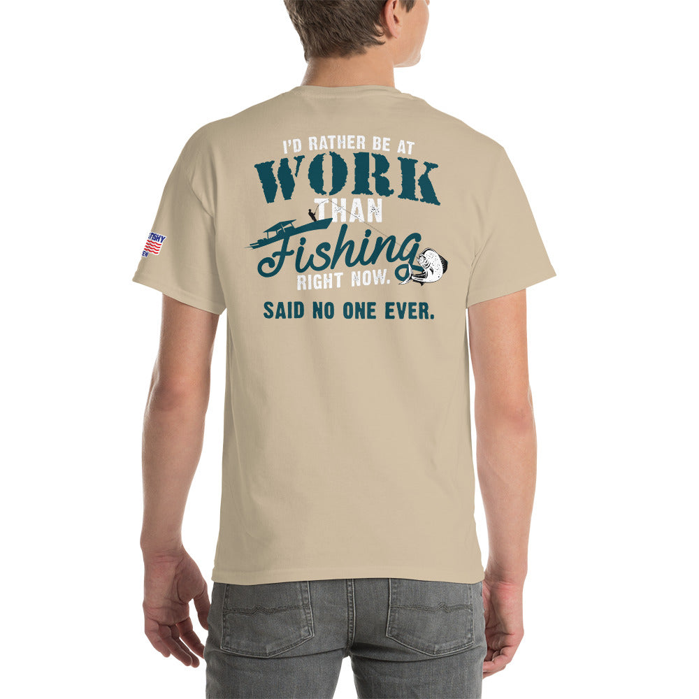 "Fishing over work" by Something's Fishy Short Sleeve T-Shirt