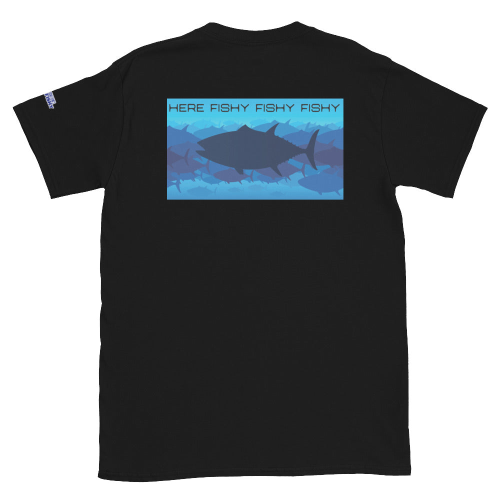 "Here Fishy Fishy" Fishing T-shirt by Something's Fishy