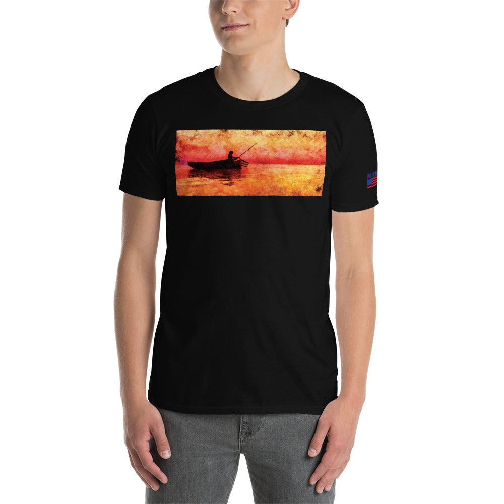 "Fishing Sunset" Fishing Short-Sleeve Unisex T-Shirt by Something's Fishy