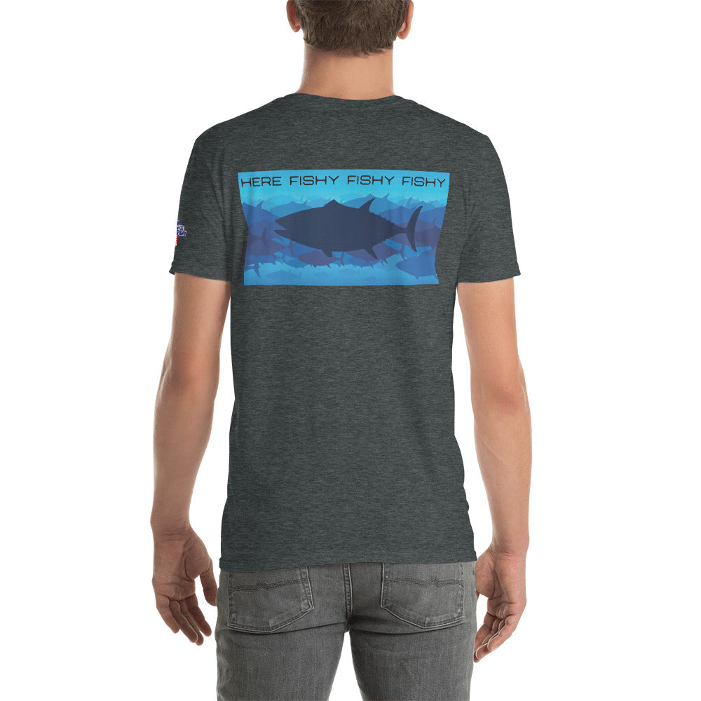 "Here Fishy Fishy" Fishing T-shirt by Something's Fishy