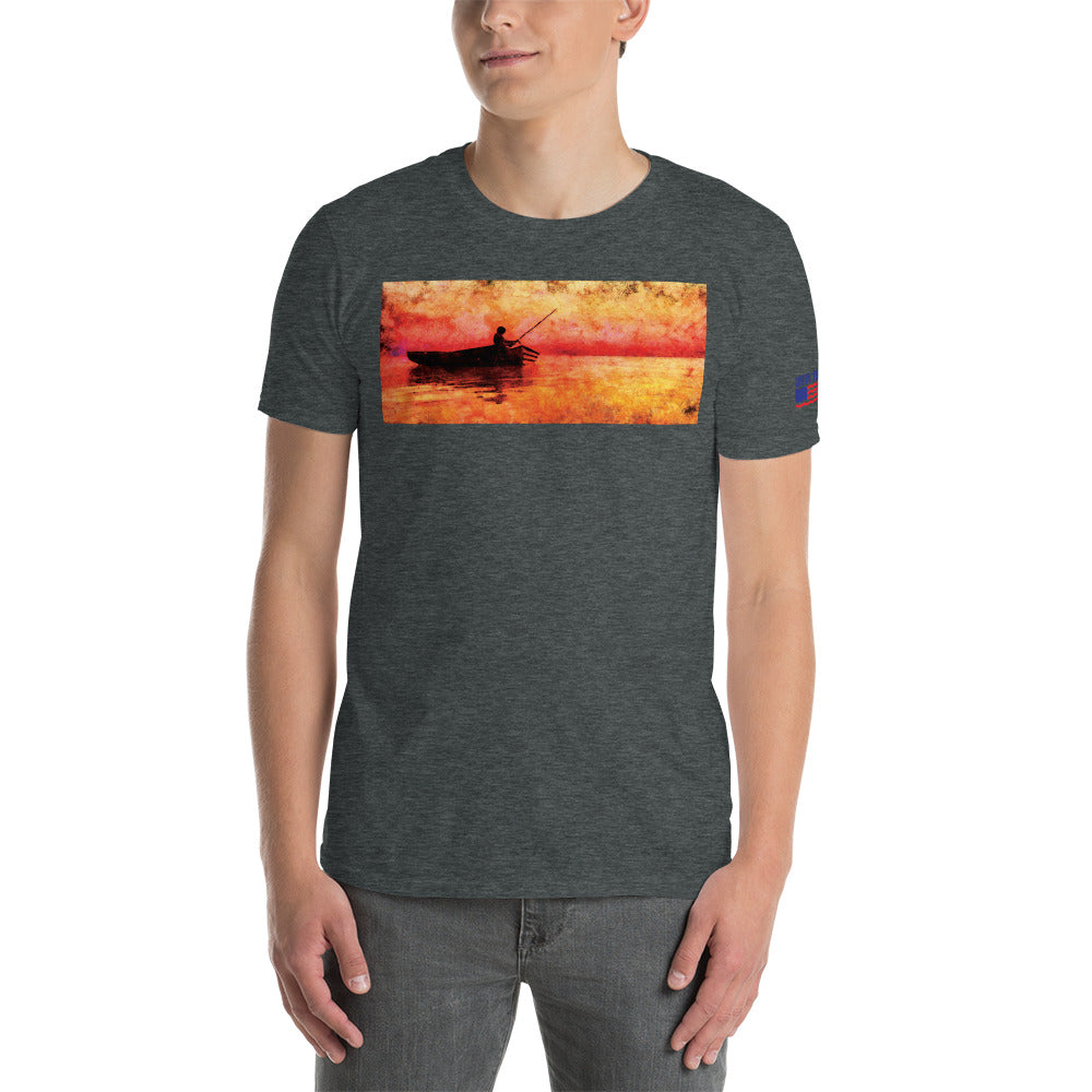 "Fishing Sunset" Fishing Short-Sleeve Unisex T-Shirt by Something's Fishy