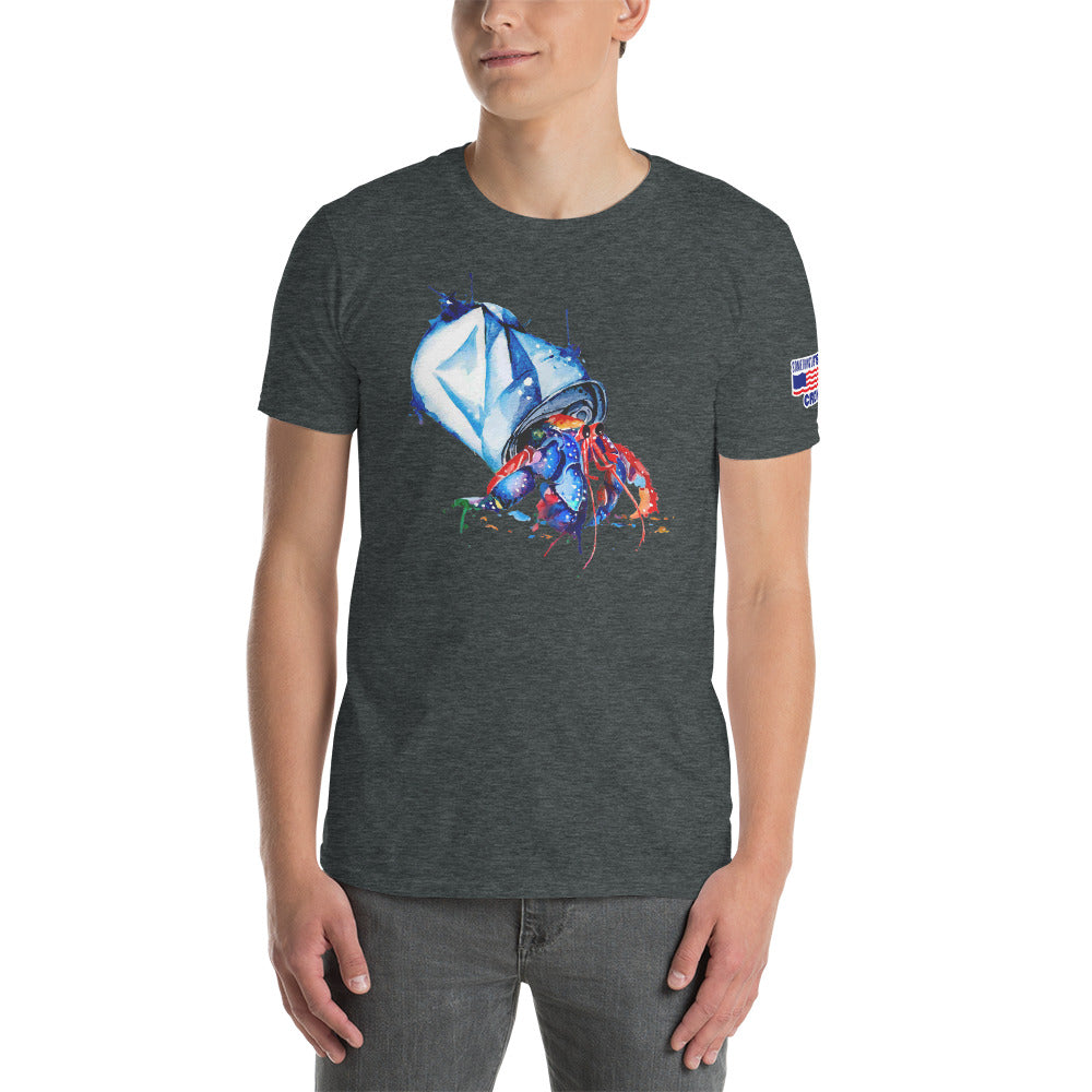 "Canned Hermit Crab" Artistic Short-Sleeve Unisex T-Shirt by Something's Fishy