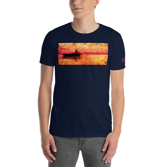 "Fishing Sunset" Fishing Short-Sleeve Unisex T-Shirt by Something's Fishy