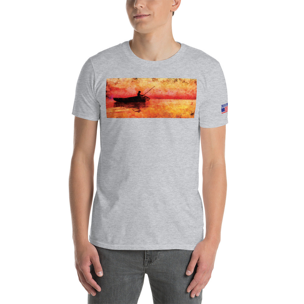 "Fishing Sunset" Fishing Short-Sleeve Unisex T-Shirt by Something's Fishy