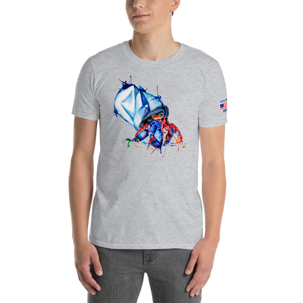 "Canned Hermit Crab" Artistic Short-Sleeve Unisex T-Shirt by Something's Fishy