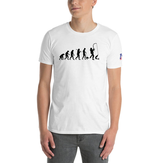 "Fishing Evolution" Fishing t-shirt in Black by Something's Fishy