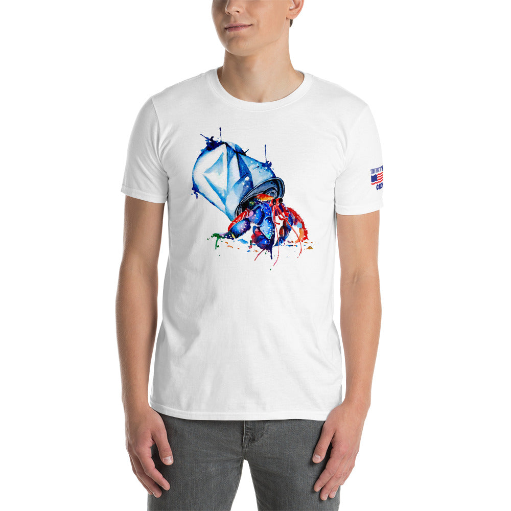 "Canned Hermit Crab" Artistic Short-Sleeve Unisex T-Shirt by Something's Fishy